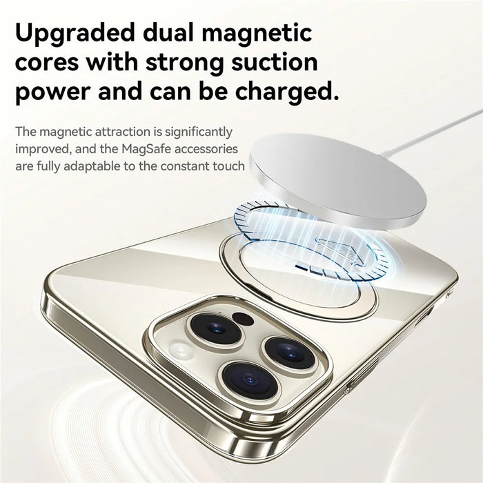 SULADA For iPhone 16 Pro Case Compatible with MagSafe Kickstand Clear PC Phone Cover - Titanium Grey - 6