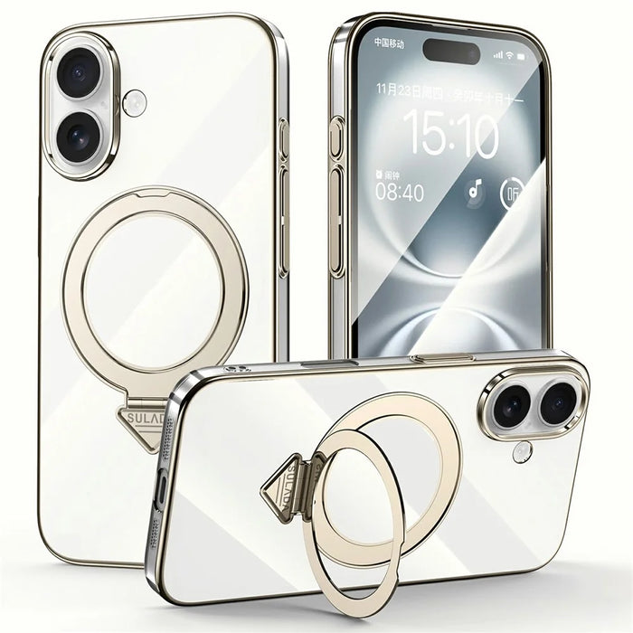 SULADA For iPhone 16 Plus Case Compatible with MagSafe Kickstand Clear PC Phone Cover - Titanium Grey - 1