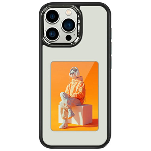 For iPhone 16 Pro Max E-Ink Case 4 inch HD 4 Colors Phone Cover Supports NFC Transfer DIY Pictures - White - 1