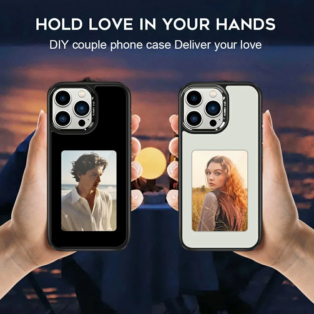 For iPhone 15 Pro Max E-Ink Case 4 inch HD 4 Colors Phone Cover Supports NFC Transfer DIY Pictures - Black - 5