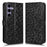 For Samsung Galaxy S25+ Wallet Case Dot Pattern Imprint PU Leather Phone Cover - Black - 1