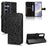 For Samsung Galaxy S25+ Wallet Case Dot Pattern Imprint PU Leather Phone Cover - Black - 5