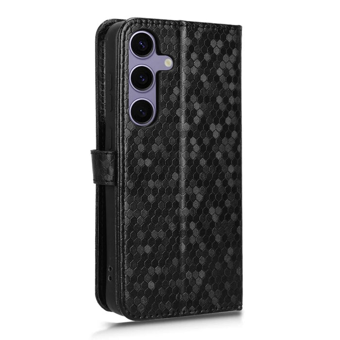 For Samsung Galaxy S25+ Wallet Case Dot Pattern Imprint PU Leather Phone Cover - Black - 7