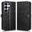 For Samsung Galaxy S25 Ultra Wallet Case Dot Pattern Imprint PU Leather Phone Cover - Black - 1