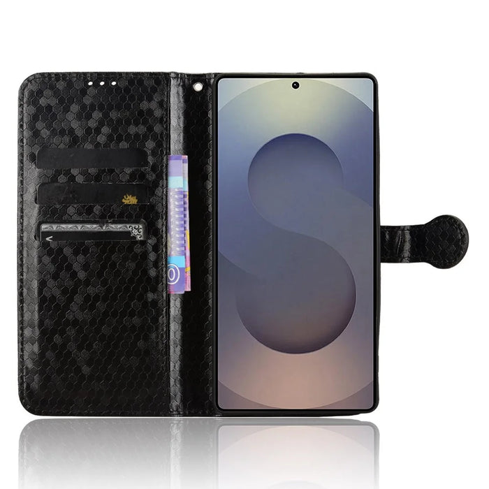 For Samsung Galaxy S25 Ultra Wallet Case Dot Pattern Imprint PU Leather Phone Cover - Black - 2