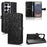 For Samsung Galaxy S25 Ultra Wallet Case Dot Pattern Imprint PU Leather Phone Cover - Black - 5