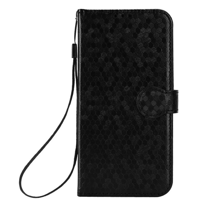 For Samsung Galaxy S25 Ultra Wallet Case Dot Pattern Imprint PU Leather Phone Cover - Black - 6