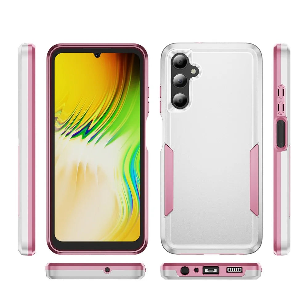 For Samsung Galaxy A05s 4G Case PC + TPU Military Grade Drop Protective Phone Cover - White + Pink - 2