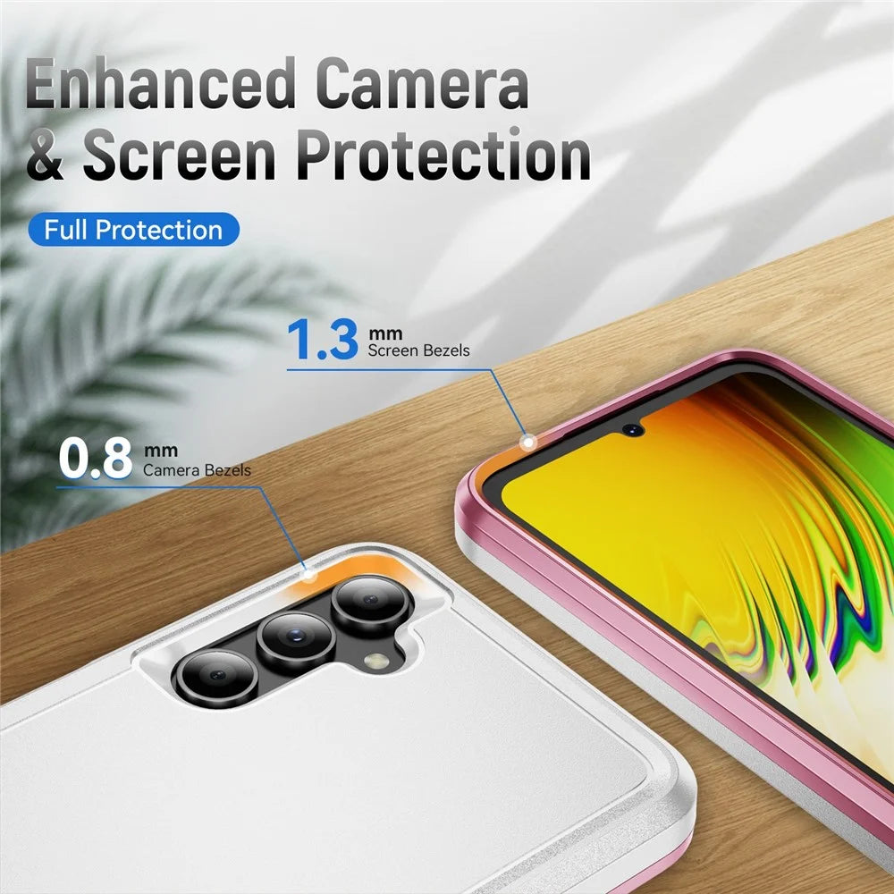 For Samsung Galaxy A05s 4G Case PC + TPU Military Grade Drop Protective Phone Cover - White + Pink - 5