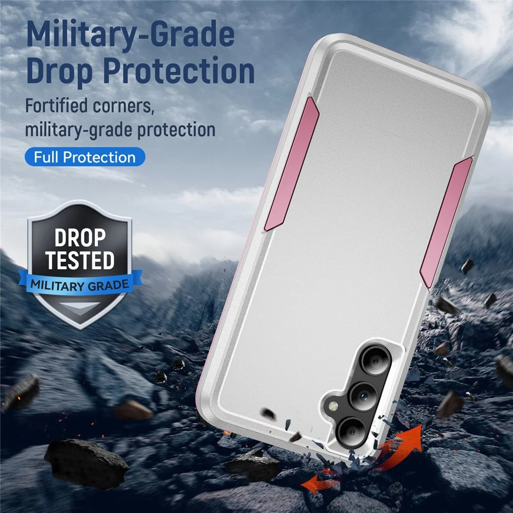 For Samsung Galaxy A05s 4G Case PC + TPU Military Grade Drop Protective Phone Cover - White + Pink - 6