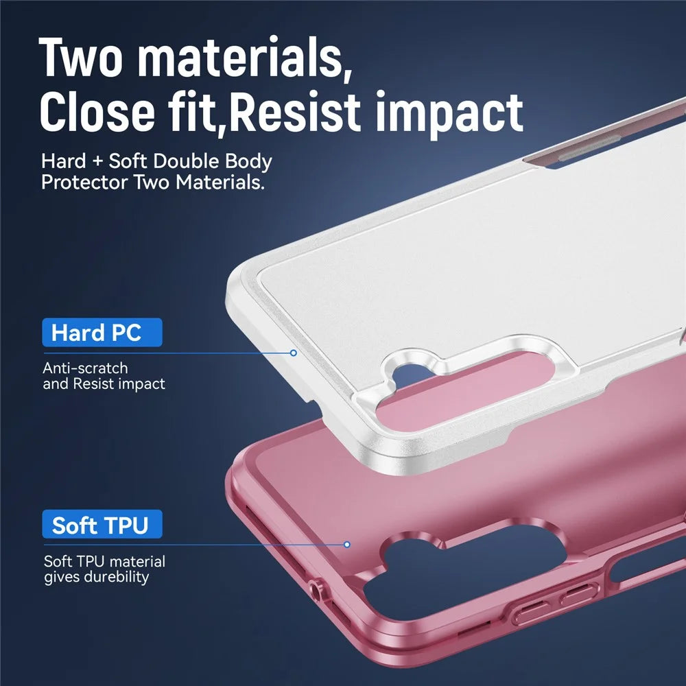 For Samsung Galaxy A05s 4G Case PC + TPU Military Grade Drop Protective Phone Cover - White + Pink - 7