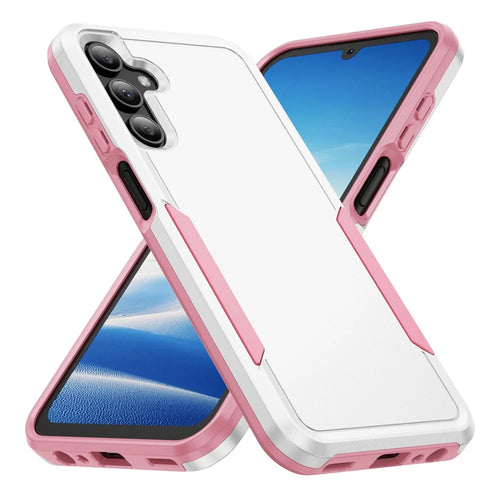 For Samsung Galaxy A15 4G / 5G Case PC + TPU Military Grade Drop Protective Phone Cover - White + Pink - 1