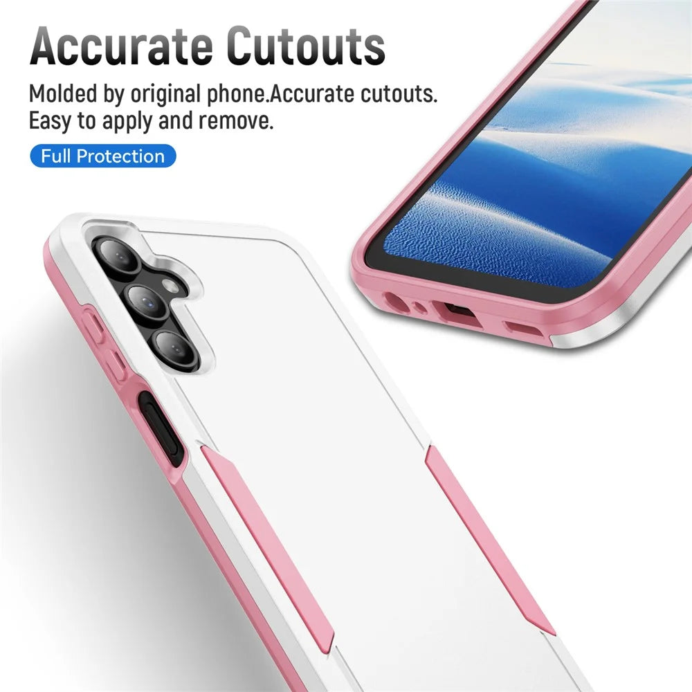 For Samsung Galaxy A15 4G / 5G Case PC + TPU Military Grade Drop Protective Phone Cover - White + Pink - 3