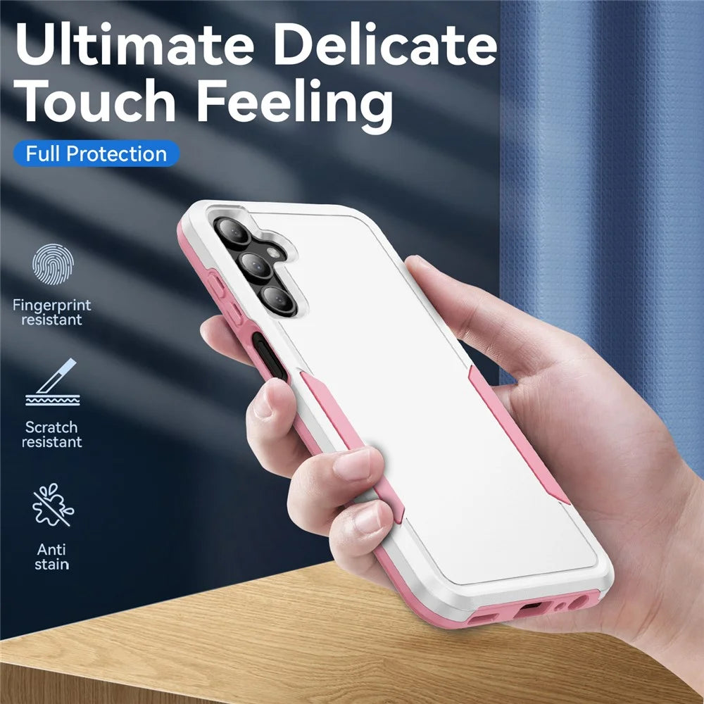 For Samsung Galaxy A15 4G / 5G Case PC + TPU Military Grade Drop Protective Phone Cover - White + Pink - 4