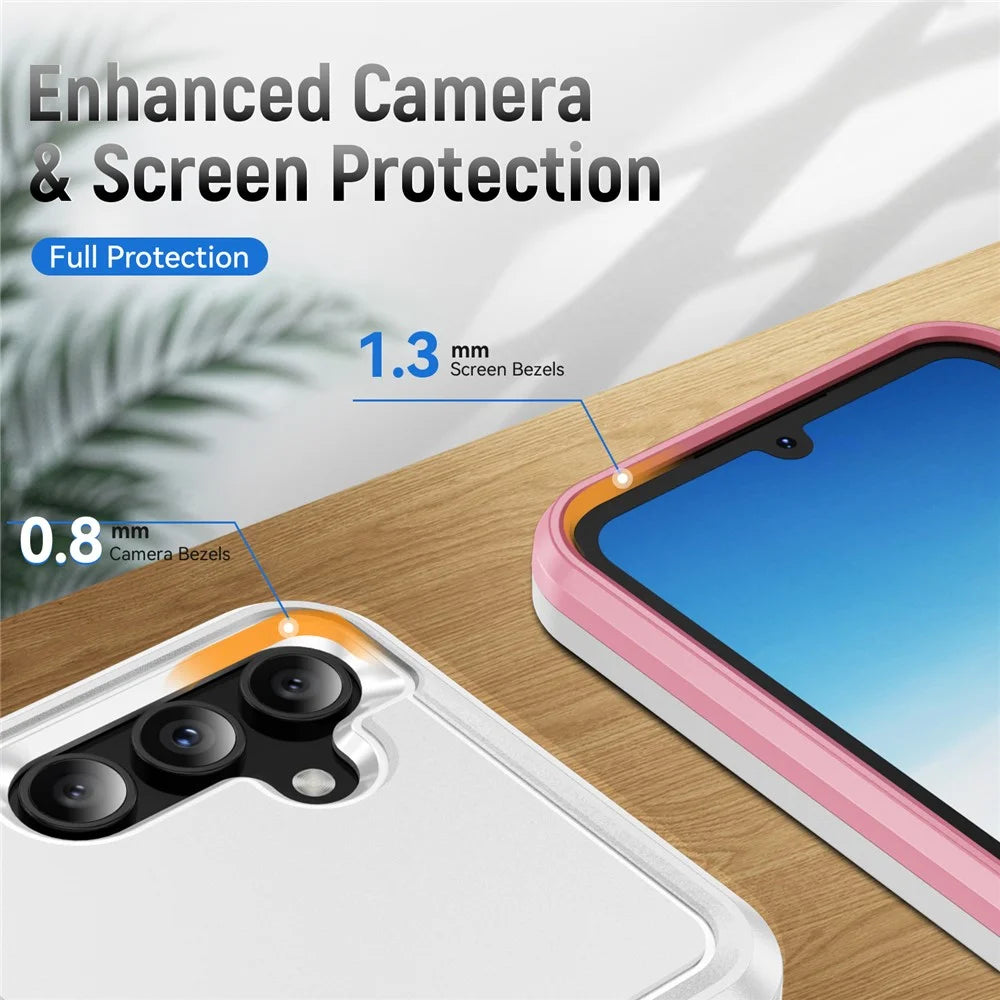 For Samsung Galaxy A15 4G / 5G Case PC + TPU Military Grade Drop Protective Phone Cover - White + Pink - 5