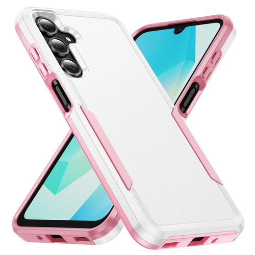 For Samsung Galaxy A16 4G / 5G Case PC + TPU Military Grade Drop Protective Phone Cover - White + Pink - 1