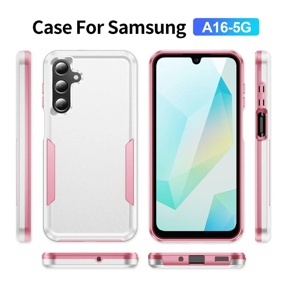 For Samsung Galaxy A16 4G / 5G Case PC + TPU Military Grade Drop Protective Phone Cover - White + Pink - 2