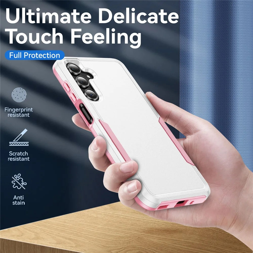 For Samsung Galaxy A16 4G / 5G Case PC + TPU Military Grade Drop Protective Phone Cover - White + Pink - 4