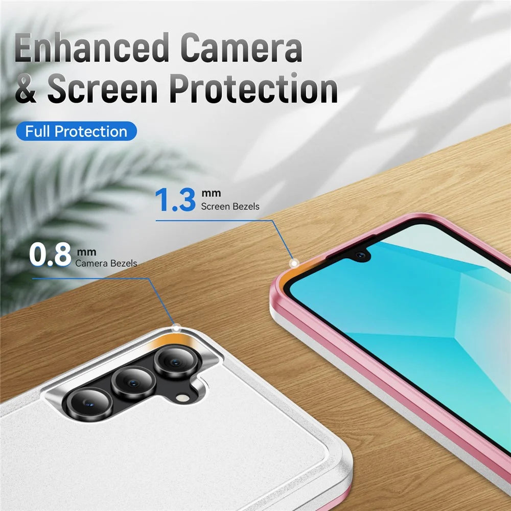 For Samsung Galaxy A16 4G / 5G Case PC + TPU Military Grade Drop Protective Phone Cover - White + Pink - 5