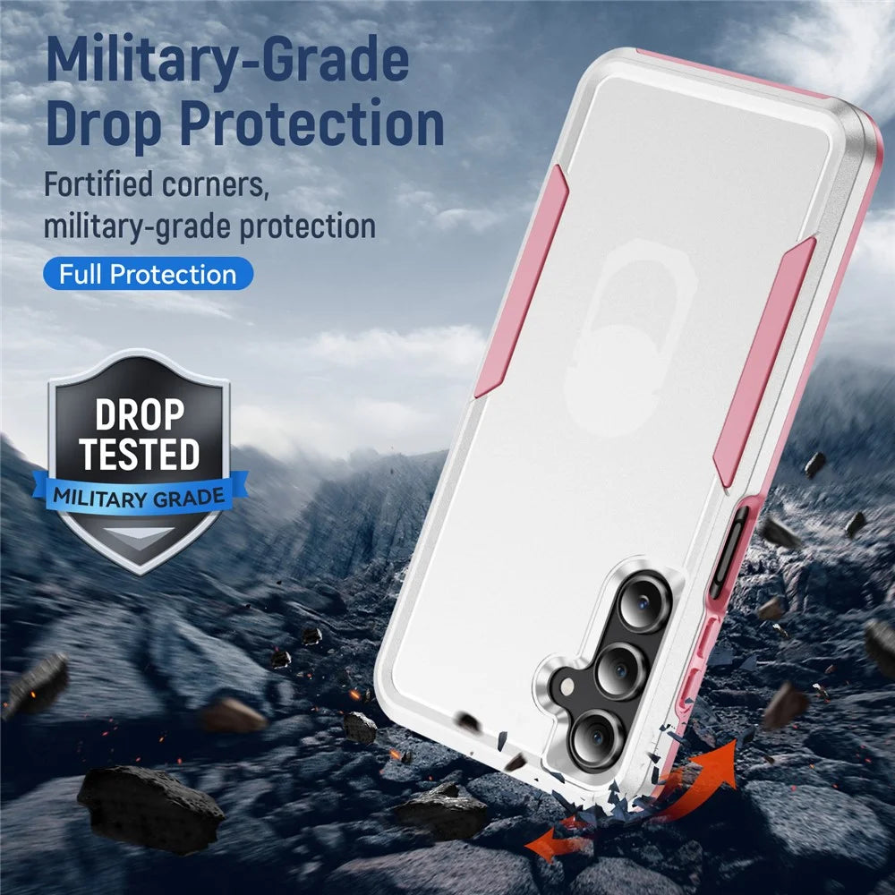 For Samsung Galaxy A16 4G / 5G Case PC + TPU Military Grade Drop Protective Phone Cover - White + Pink - 6