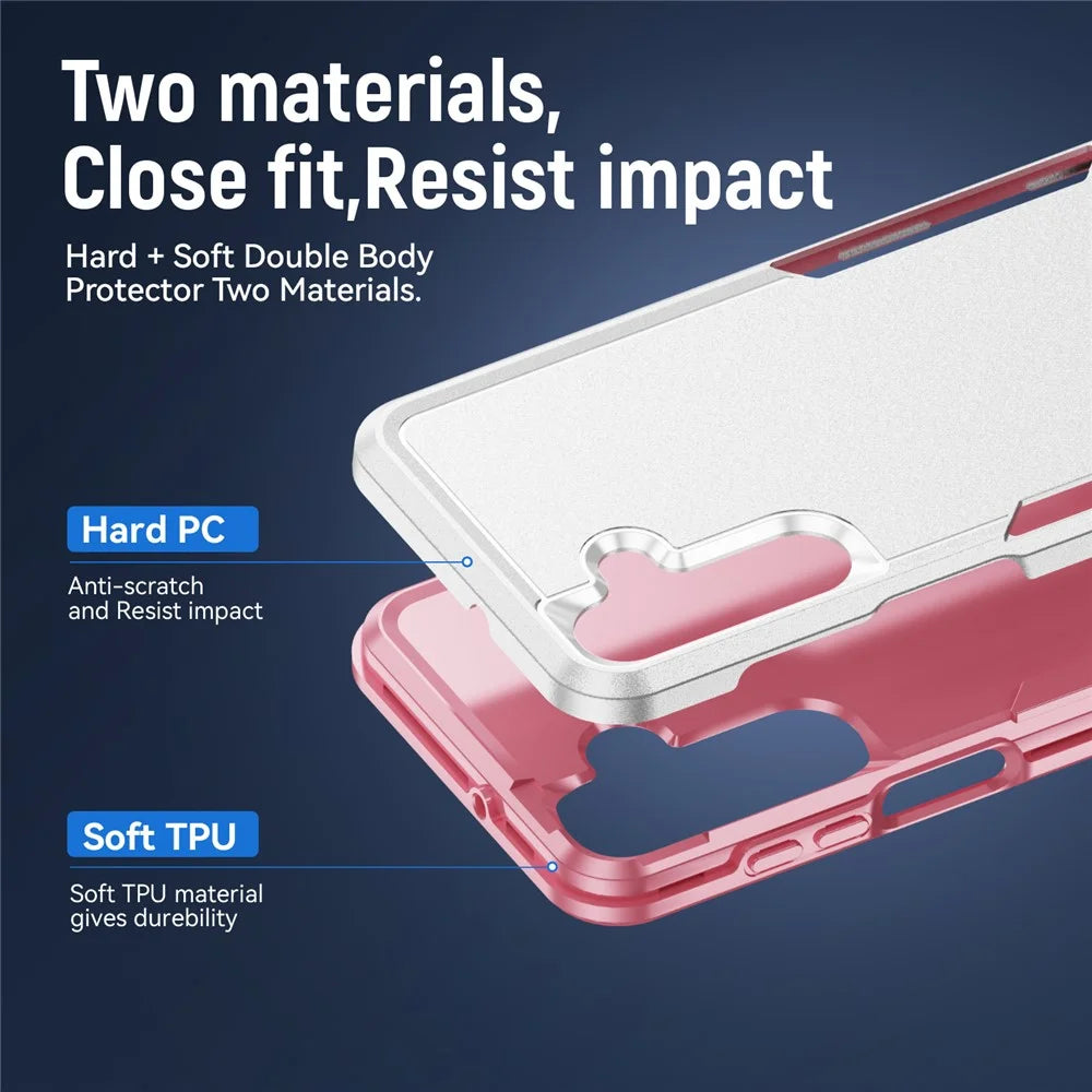 For Samsung Galaxy A16 4G / 5G Case PC + TPU Military Grade Drop Protective Phone Cover - White + Pink - 7