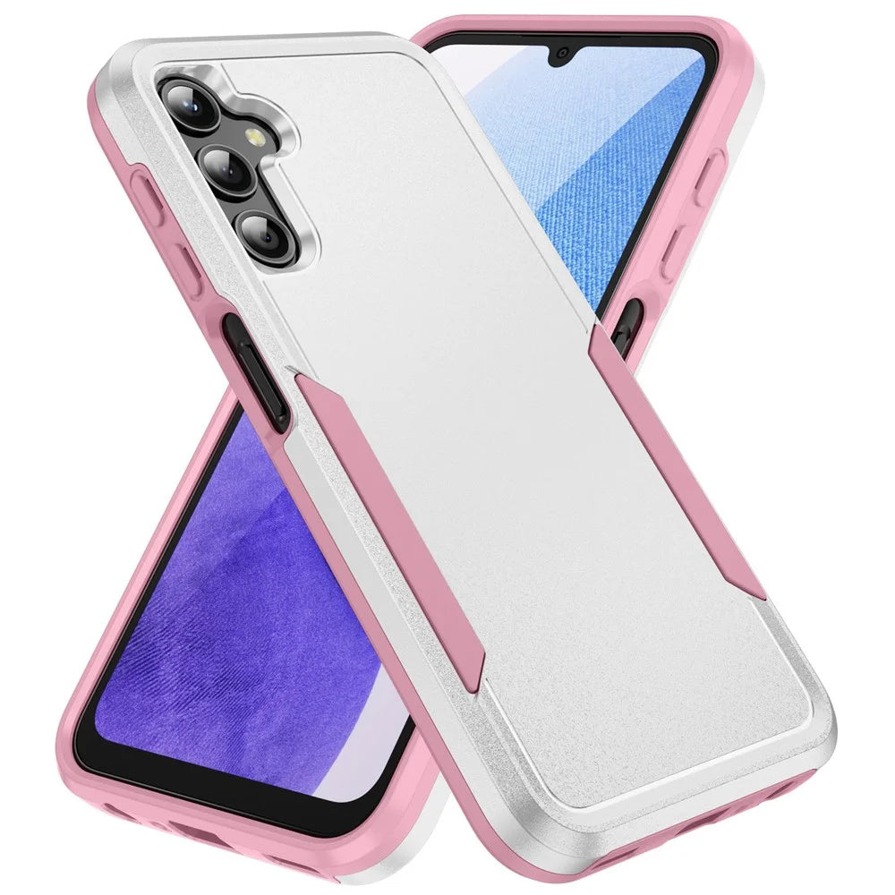 For Samsung Galaxy A25 5G (Global) (161.0 x 76.5 x 8.3mm) Case PC+TPU Military Grade Drop Protective Phone Cover - White+Pink - 1