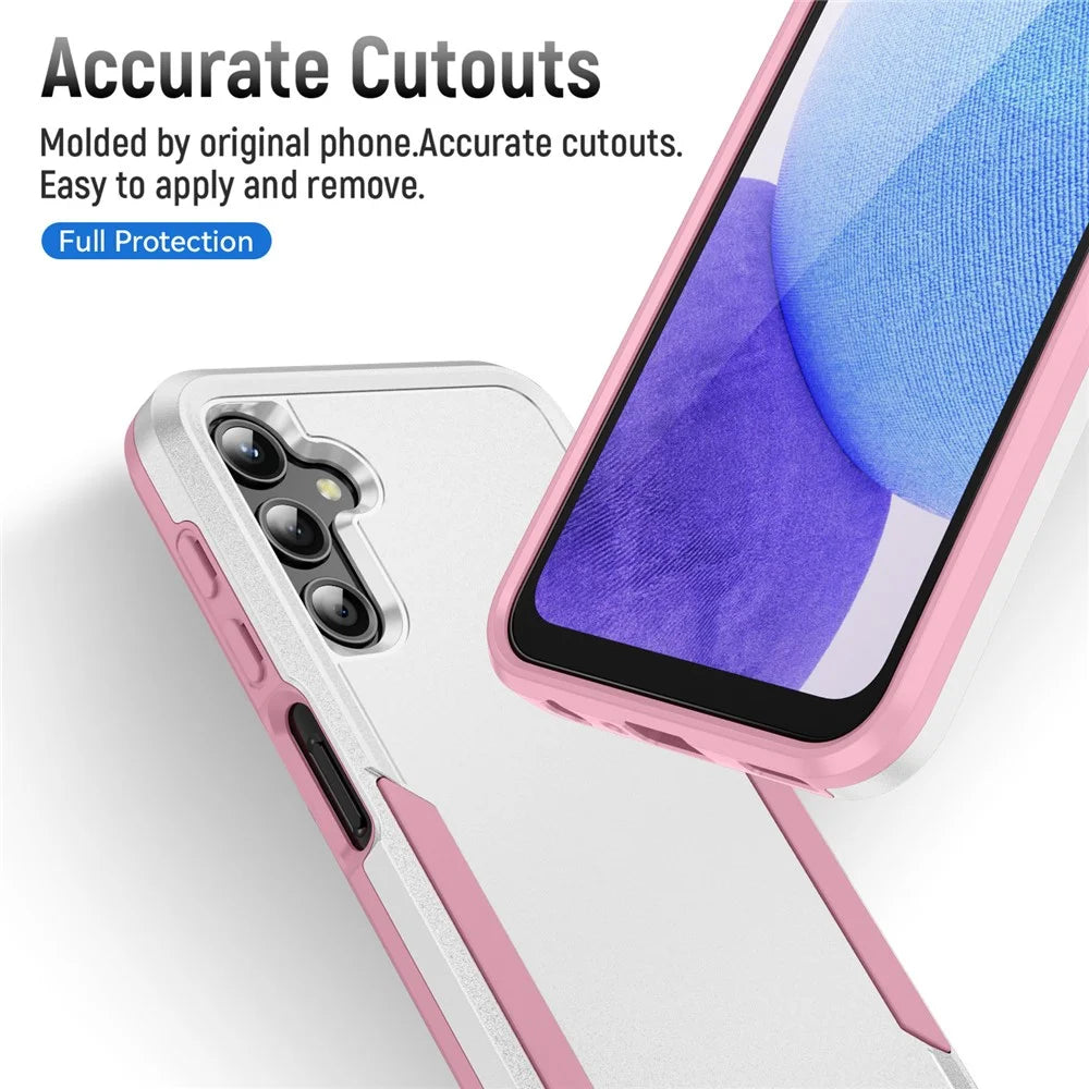 For Samsung Galaxy A25 5G (Global) (161.0 x 76.5 x 8.3mm) Case PC+TPU Military Grade Drop Protective Phone Cover - White+Pink - 3