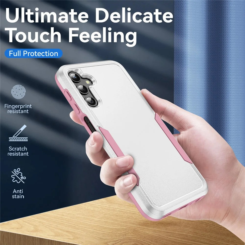 For Samsung Galaxy A25 5G (Global) (161.0 x 76.5 x 8.3mm) Case PC+TPU Military Grade Drop Protective Phone Cover - White+Pink - 4