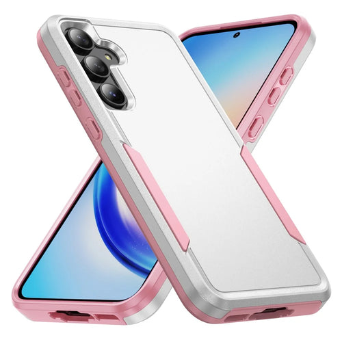 For Samsung Galaxy A55 5G  /  A35 5G Case PC + TPU Military Grade Drop Protective Phone Cover - White  /  Pink - 1