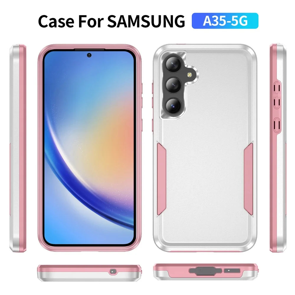 For Samsung Galaxy A55 5G  /  A35 5G Case PC + TPU Military Grade Drop Protective Phone Cover - White  /  Pink - 2