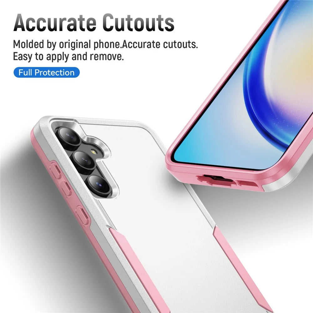For Samsung Galaxy A55 5G  /  A35 5G Case PC + TPU Military Grade Drop Protective Phone Cover - White  /  Pink - 3