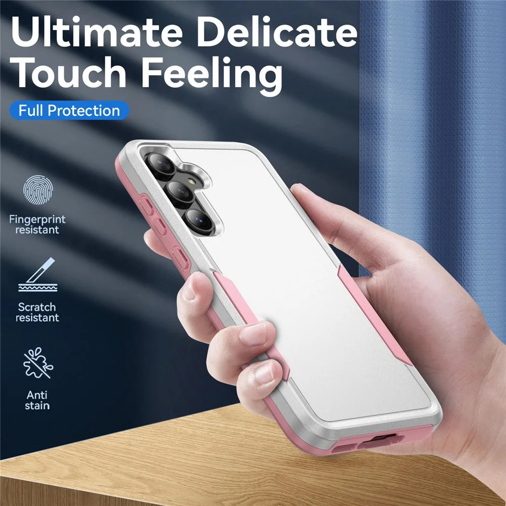 For Samsung Galaxy A55 5G  /  A35 5G Case PC + TPU Military Grade Drop Protective Phone Cover - White  /  Pink - 4