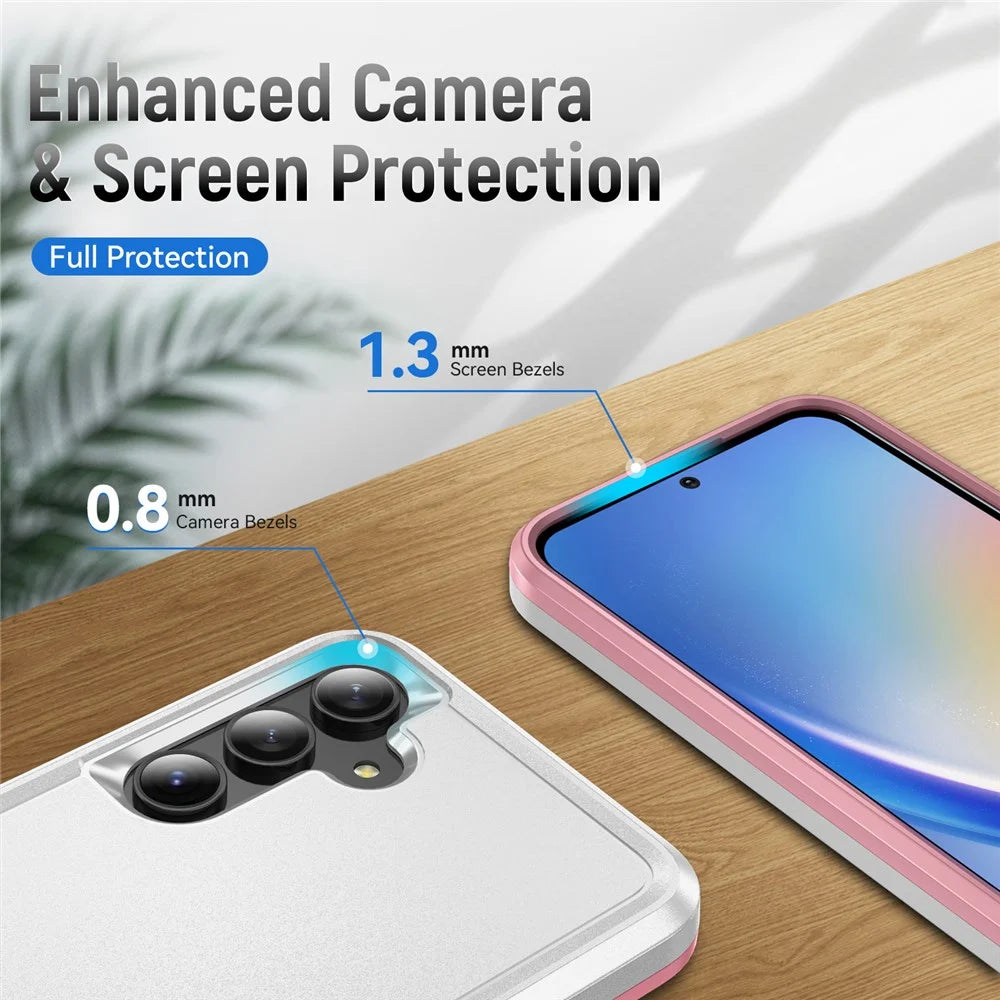 For Samsung Galaxy A55 5G  /  A35 5G Case PC + TPU Military Grade Drop Protective Phone Cover - White  /  Pink - 5