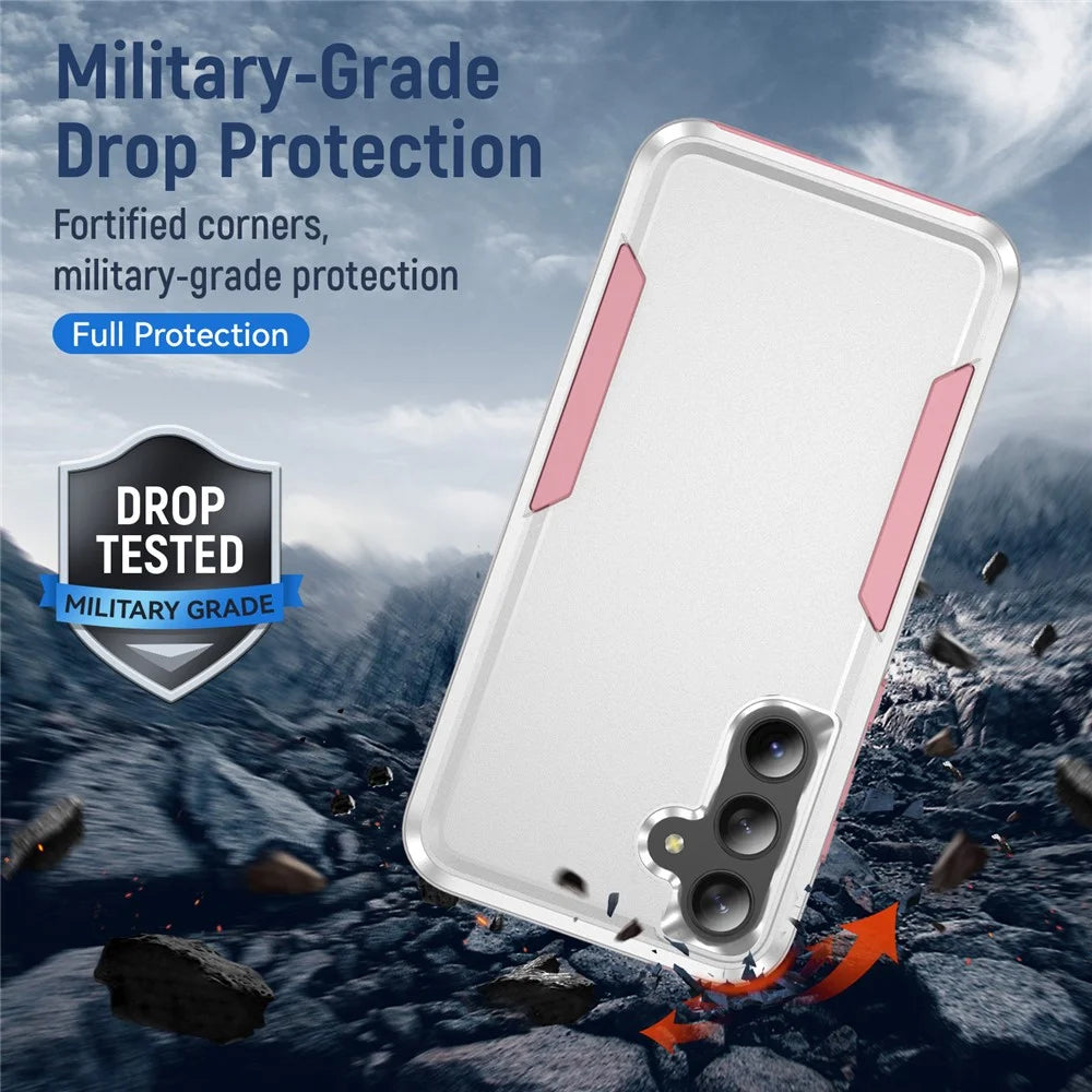 For Samsung Galaxy A55 5G  /  A35 5G Case PC + TPU Military Grade Drop Protective Phone Cover - White  /  Pink - 6