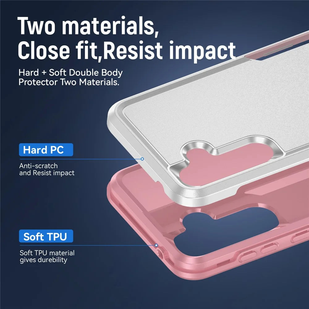 For Samsung Galaxy A55 5G  /  A35 5G Case PC + TPU Military Grade Drop Protective Phone Cover - White  /  Pink - 7