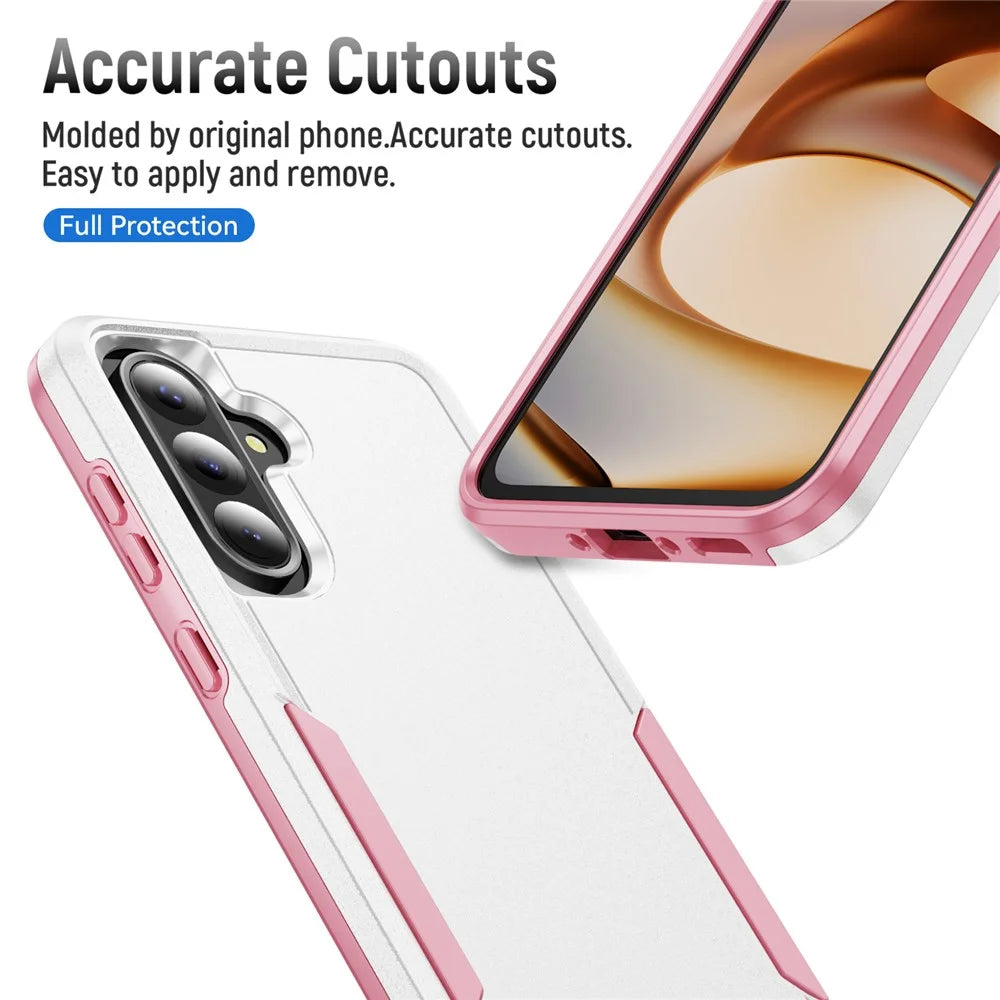 For Samsung Galaxy A36 5G Case PC + TPU Military Grade Drop Protective Phone Cover - White + Pink - 3
