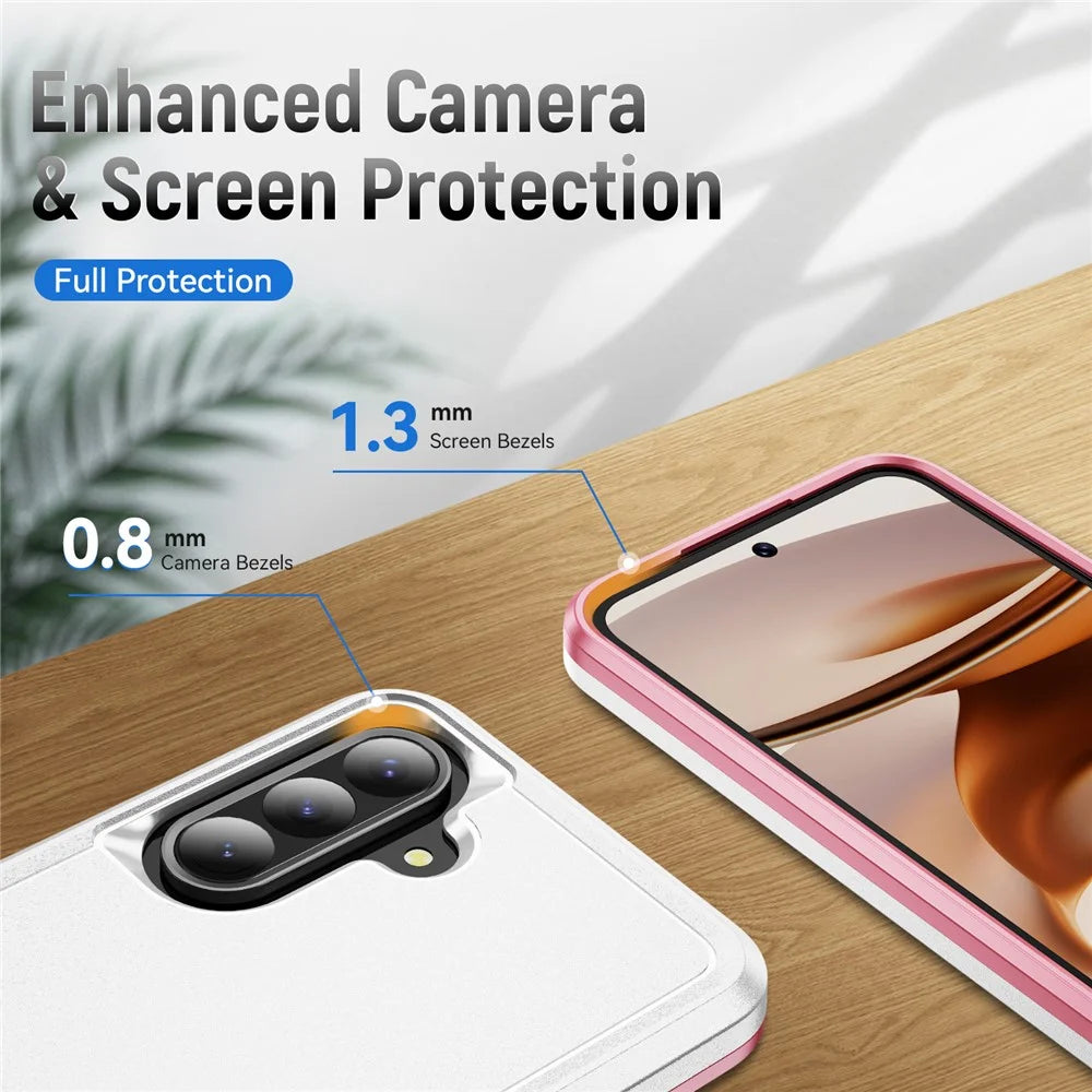 For Samsung Galaxy A36 5G Case PC + TPU Military Grade Drop Protective Phone Cover - White + Pink - 5