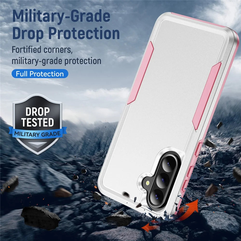 For Samsung Galaxy A36 5G Case PC + TPU Military Grade Drop Protective Phone Cover - White + Pink - 6