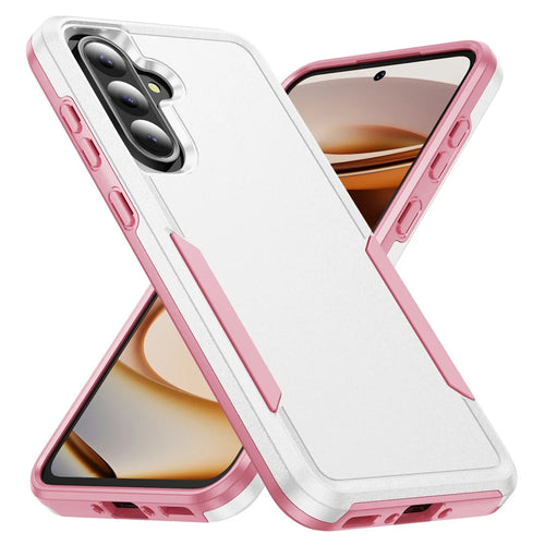 For Samsung Galaxy A56 5G Case PC + TPU Military Grade Drop Protective Phone Cover - White + Pink - 1