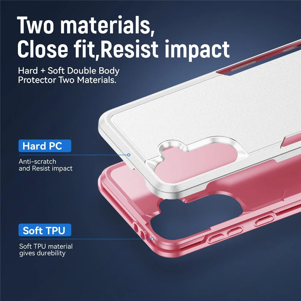 For Samsung Galaxy A56 5G Case PC + TPU Military Grade Drop Protective Phone Cover - White + Pink - 7