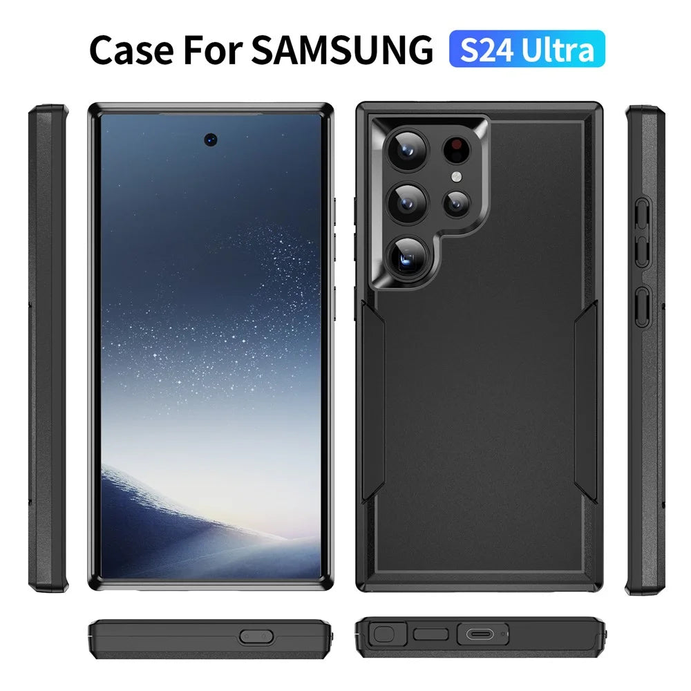 For Samsung Galaxy S24 Ultra Case PC + TPU Military Grade Drop Protective Phone Cover - Black - 2