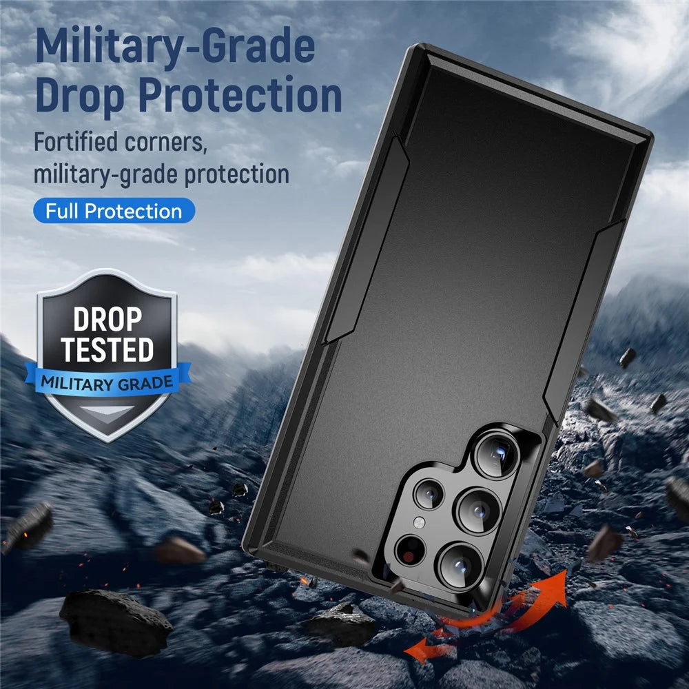 For Samsung Galaxy S24 Ultra Case PC + TPU Military Grade Drop Protective Phone Cover - Black - 6