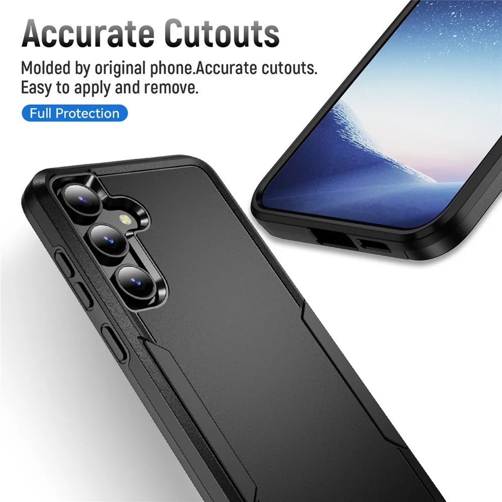 For Samsung Galaxy S25 / S24 Case PC + TPU Military Grade Drop Protective Phone Cover - Black - 3