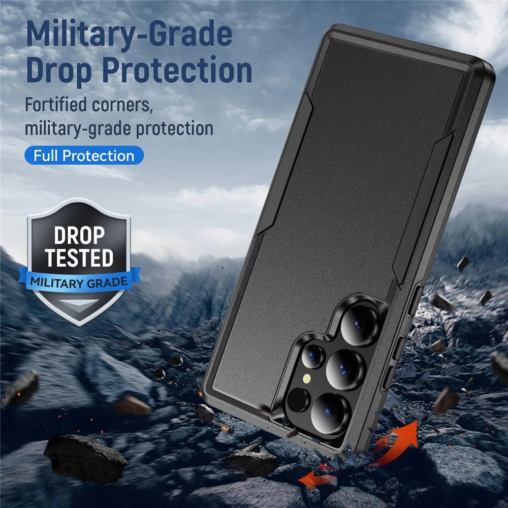 For Samsung Galaxy S25 Ultra Case PC + TPU Military Grade Drop Protective Phone Cover - Black - 6