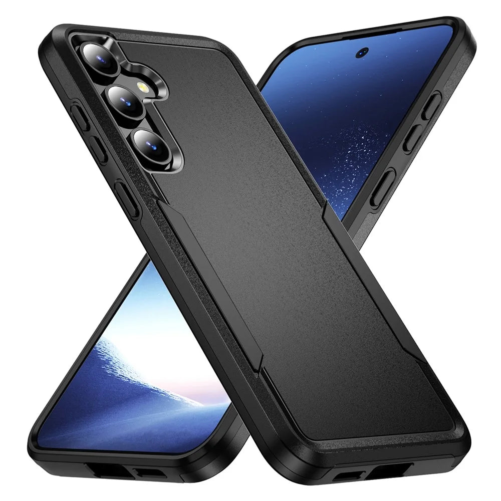 For Samsung Galaxy S24 FE Case PC + TPU Military Grade Drop Protective Phone Cover - Black - 1