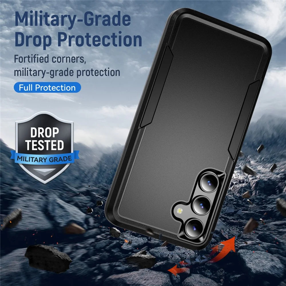 For Samsung Galaxy S24 FE Case PC + TPU Military Grade Drop Protective Phone Cover - Black - 5