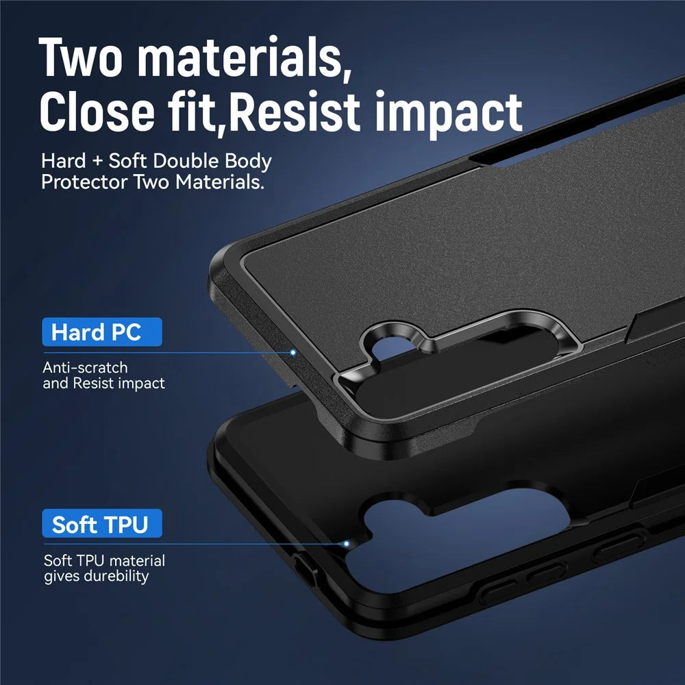 For Samsung Galaxy S24 FE Case PC + TPU Military Grade Drop Protective Phone Cover - Black - 7