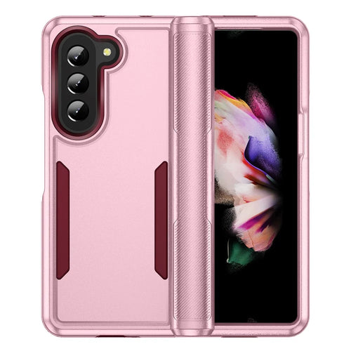 For Samsung Galaxy Z Fold5 5G Case PC + TPU Military Grade Drop Protective Phone Cover - Pink  /  Rose - 1