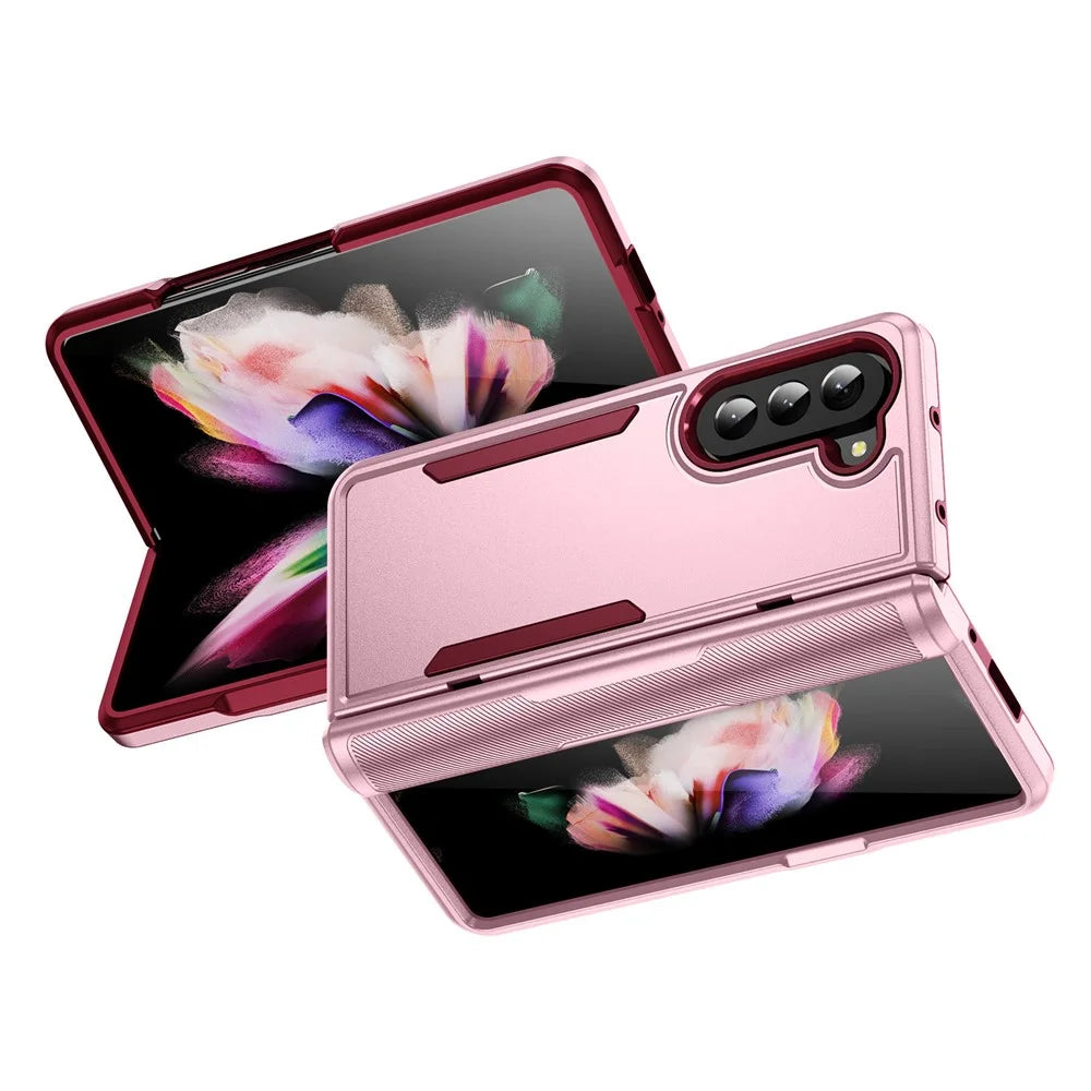 For Samsung Galaxy Z Fold5 5G Case PC + TPU Military Grade Drop Protective Phone Cover - Pink  /  Rose - 2