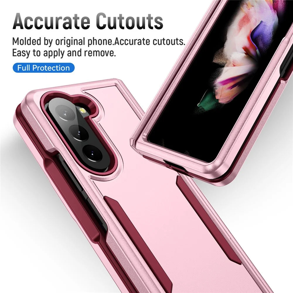 For Samsung Galaxy Z Fold5 5G Case PC + TPU Military Grade Drop Protective Phone Cover - Pink  /  Rose - 3